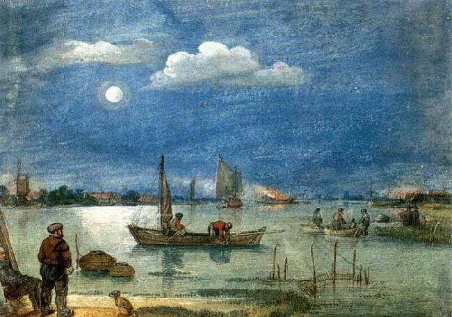 AVERCAMP, Hendrick Fishermen by Moonlight France oil painting art